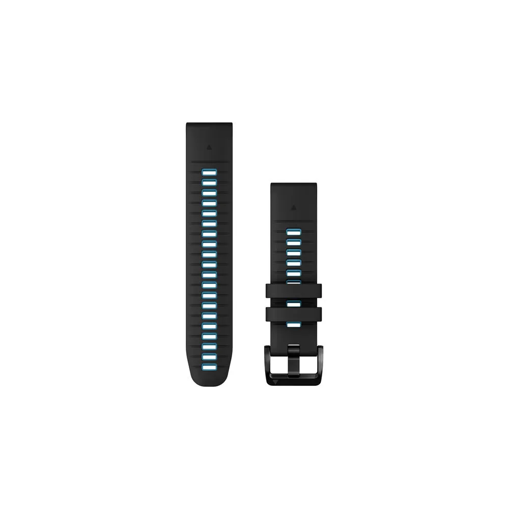 Quickfit 22 mm Watch bands, Black/Cirrus Blue Silicone