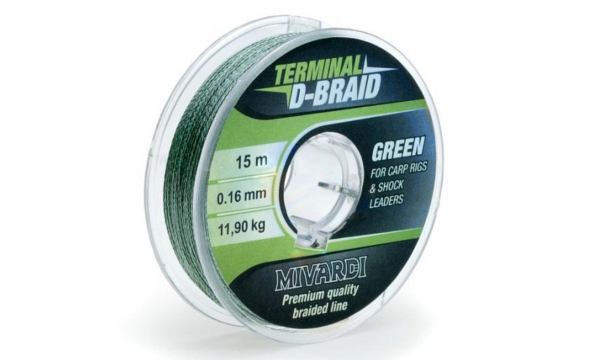 MIVARDI #  TERMINAL D‑BRAID GREEN I 15M 0.08MM - 0.22MM